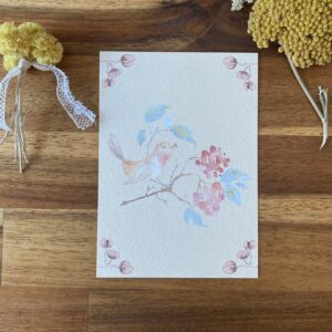 L'oiseau sur sa branche et ses baies - Papier Mat