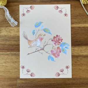 L'oiseau sur sa branche et ses baies - Papier Glacé