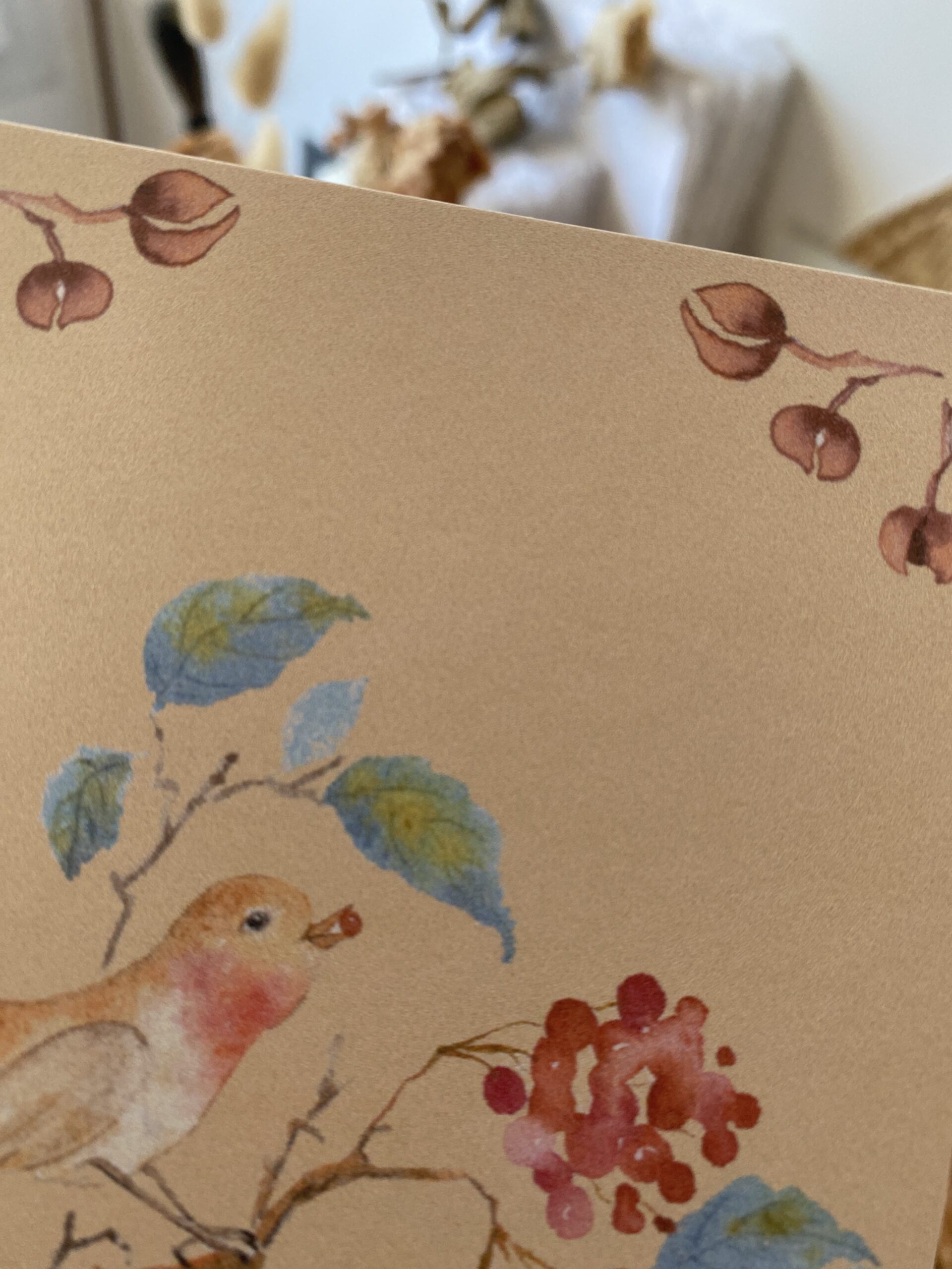 L'oiseau sur sa branche et ses baies - Papier Glacé – Image 2