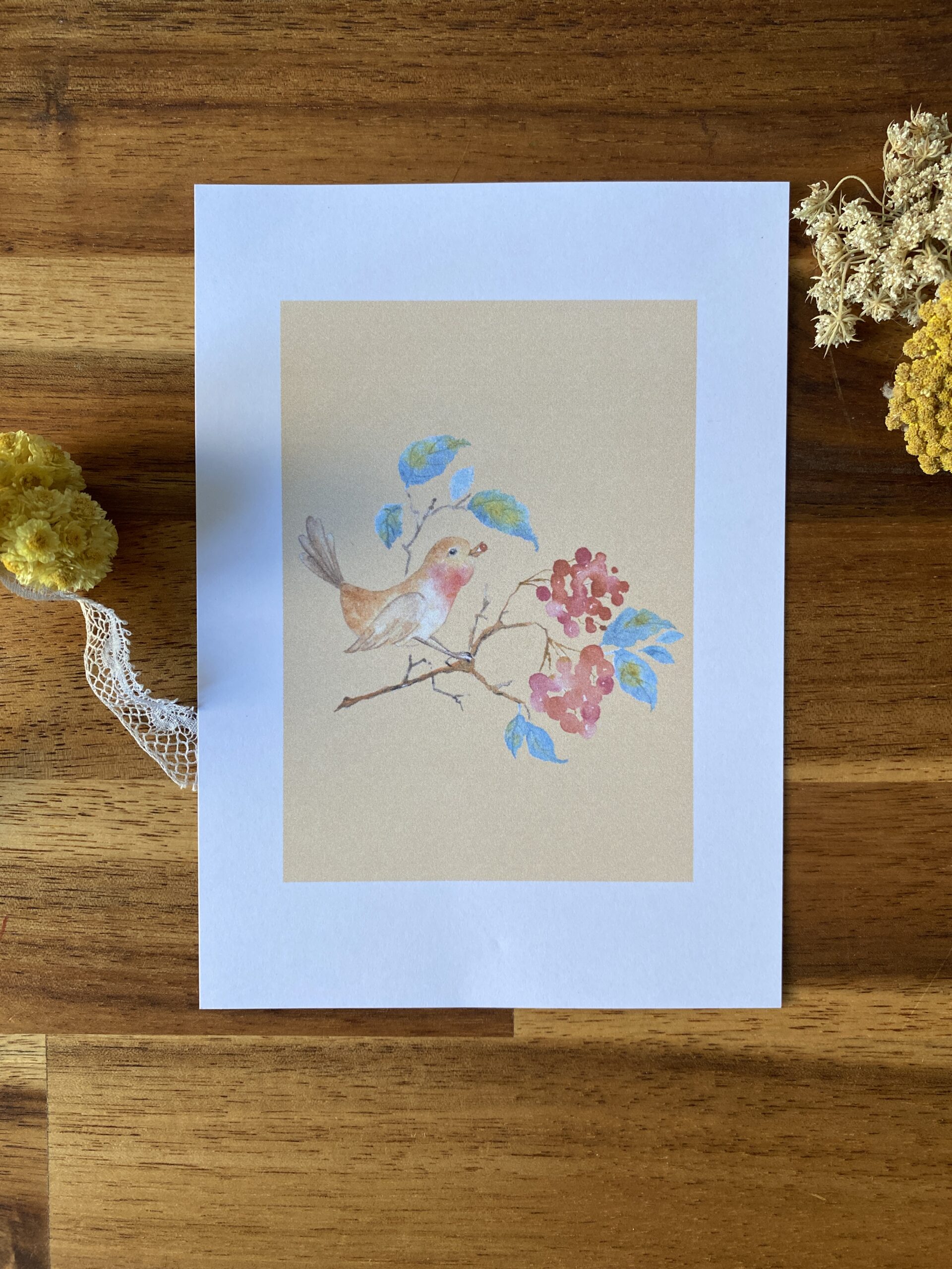 L'oiseau sur sa branche - Papier Glacé (Avec Enveloppe)