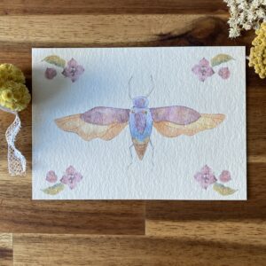 Cigale et fleurs d'hortensia - Papier Mat