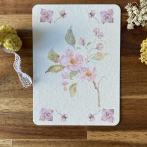 Motifs aubépine et fleurs d'hortensia - Papier Mat à bords ronds