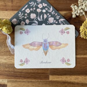 Cigale et fleurs d'hortensia - Papier Mat - "Porte bonheur"