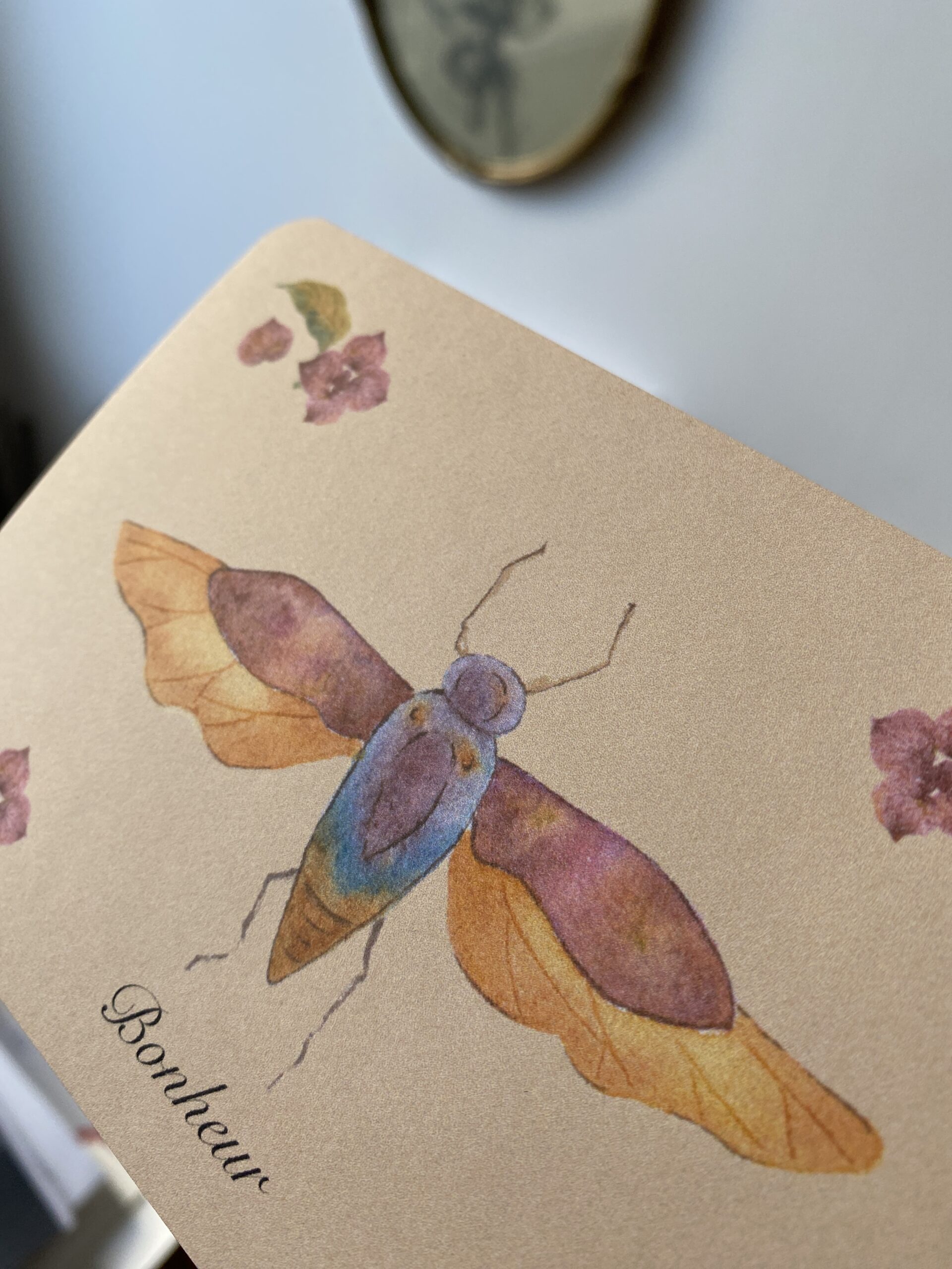 Cigale et fleurs d'hortensia - Papier Glacé - "Porte bonheur" – Image 3